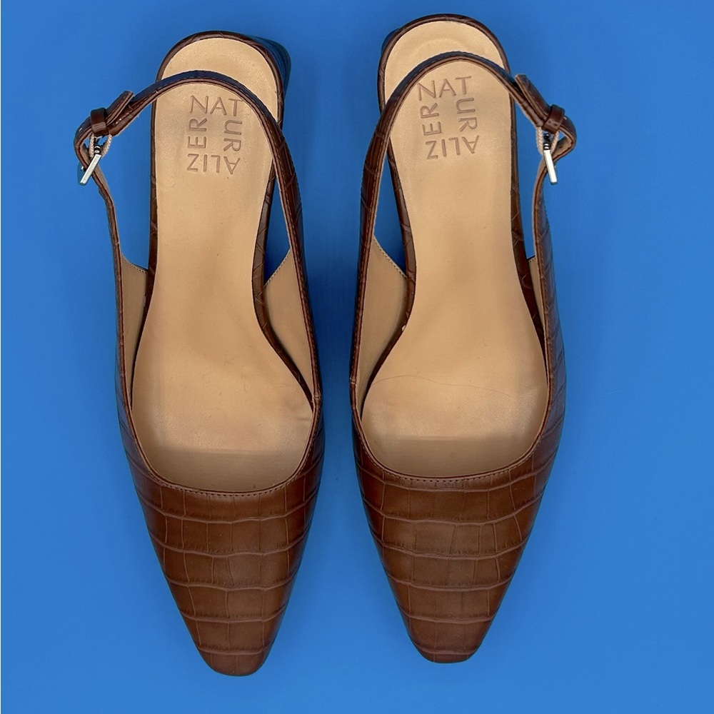 Naturalizer Ginger sling backs
dark brown croc print, size 9.5.  EUC Worn once